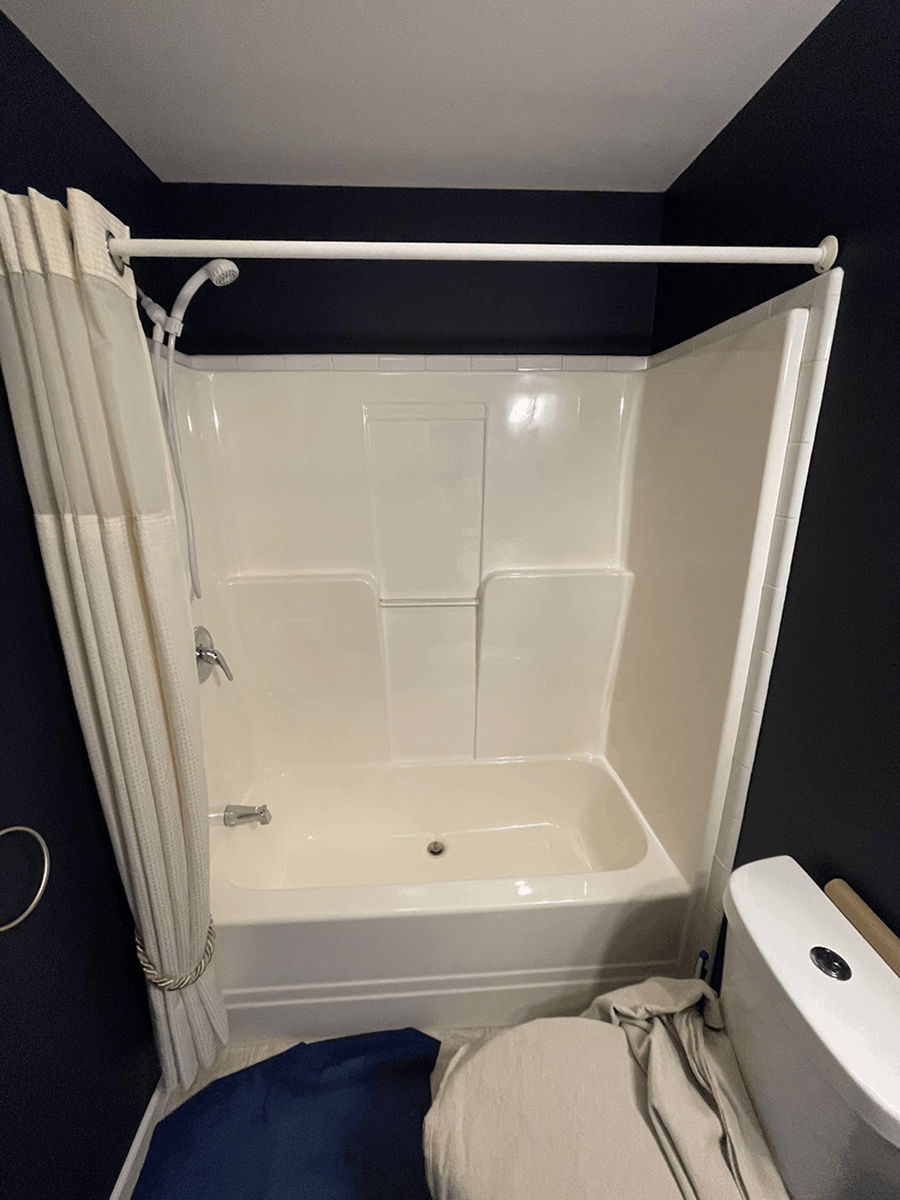 Bath Fitter of Erie Bath Conversion Before Photo Navy Bathroom